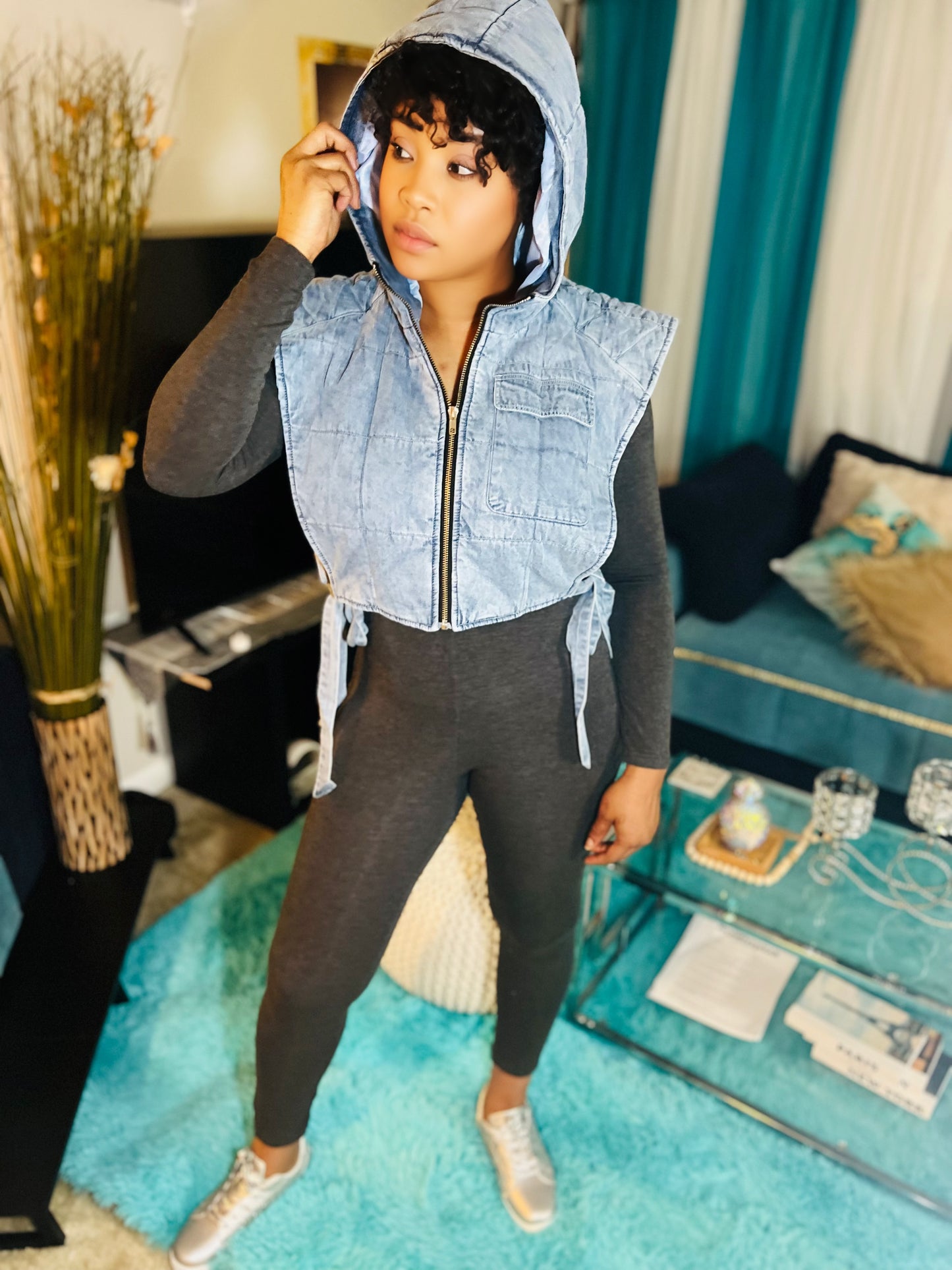 Denim Hoodie Vest