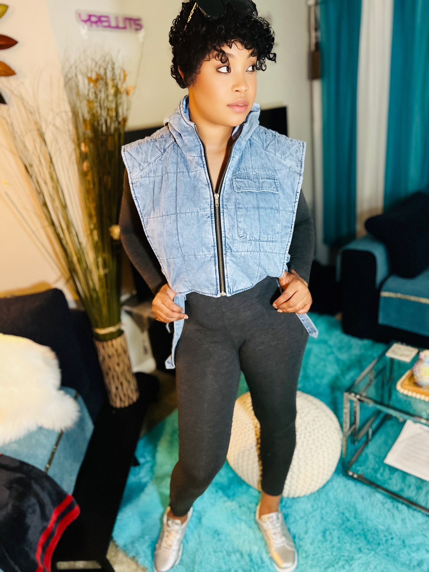 Denim Hoodie Vest