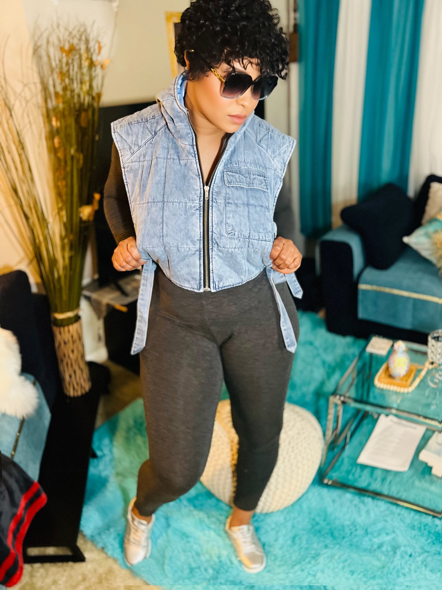 Denim Hoodie Vest