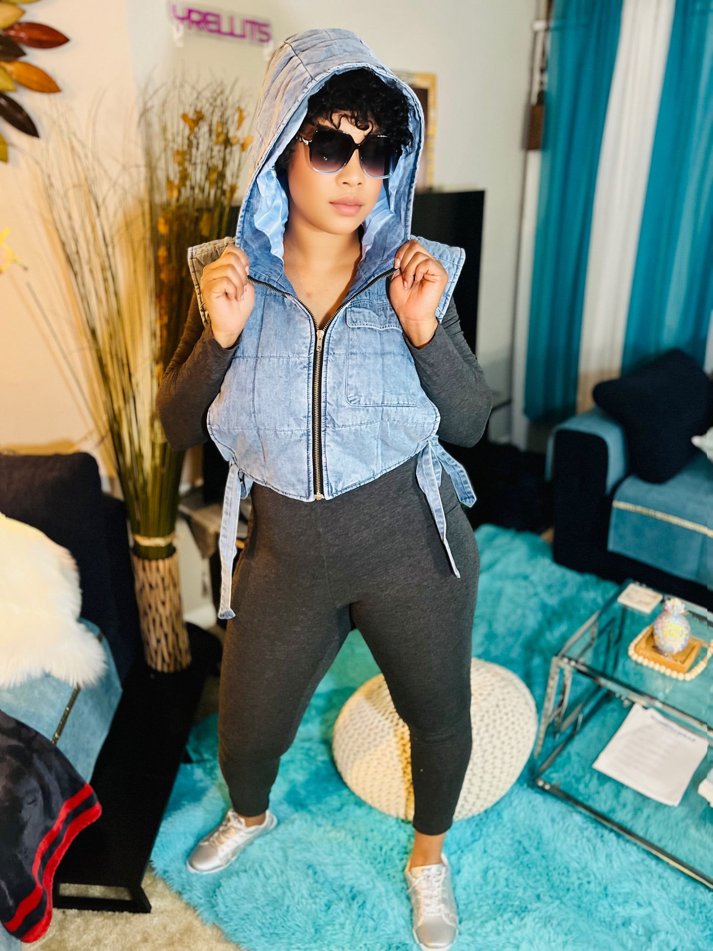 Denim Hoodie Vest