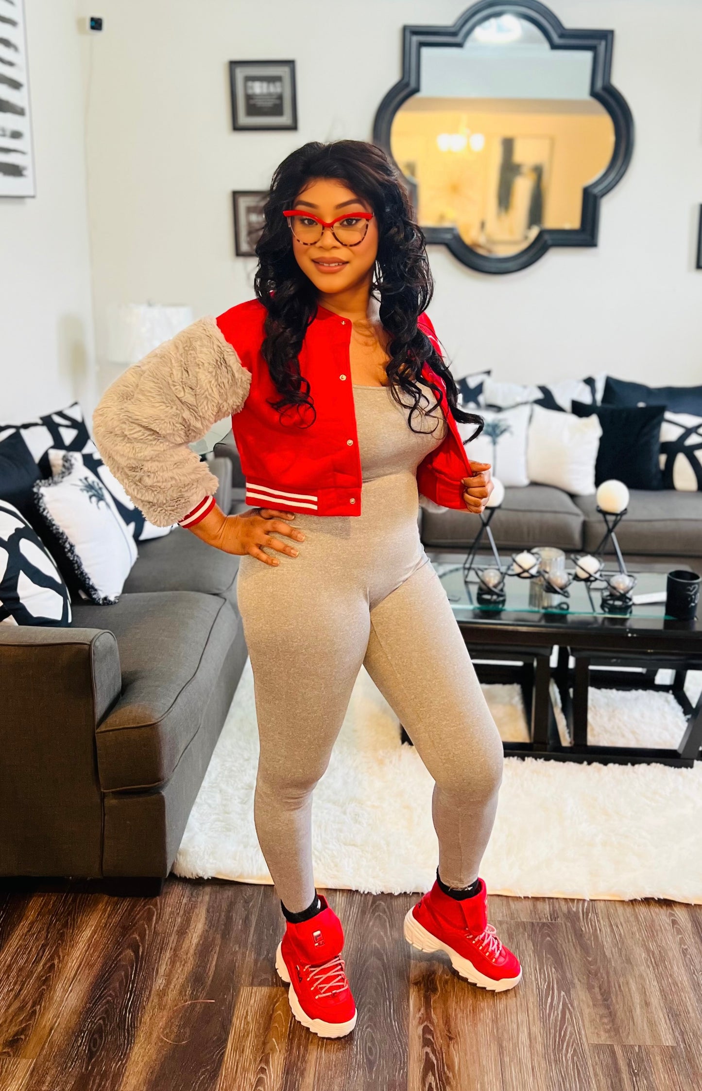 Miss Conceited Jumpsuit Faux Fur Set
