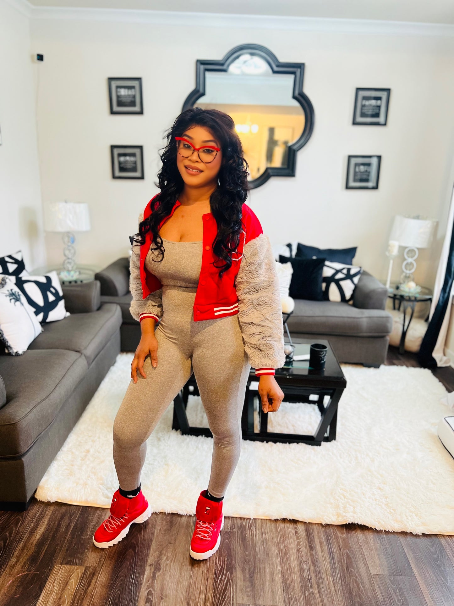 Miss Conceited Jumpsuit Faux Fur Set