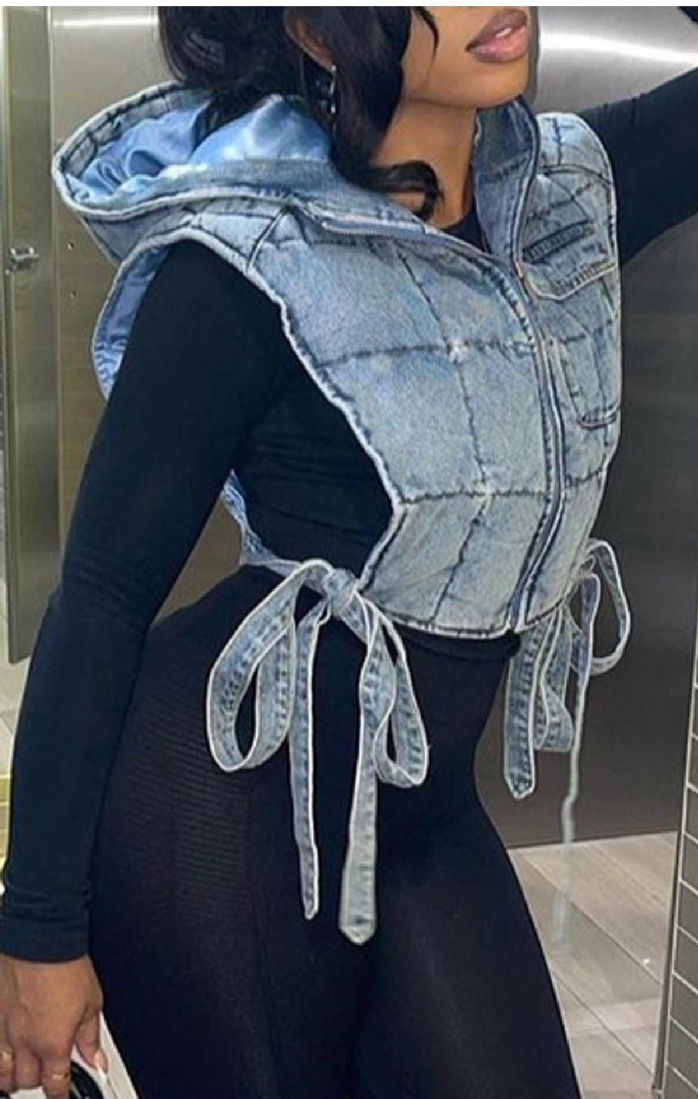 Denim Hoodie Vest