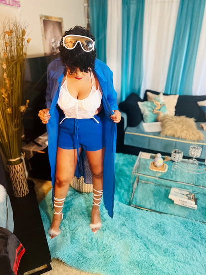 Blue Dayzz Three Piece Shorts Set