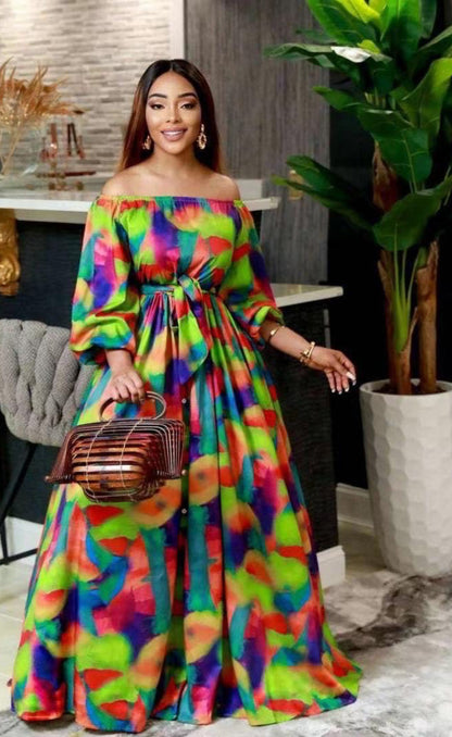 Robe longue à imprimé audacieux Spring Fling