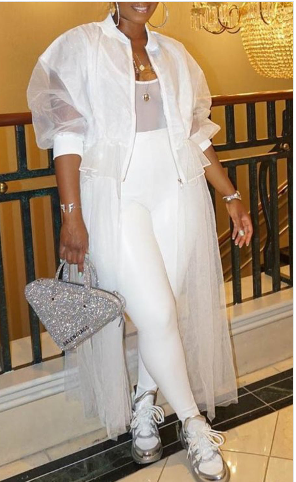 Diva Mesh White Overcoat