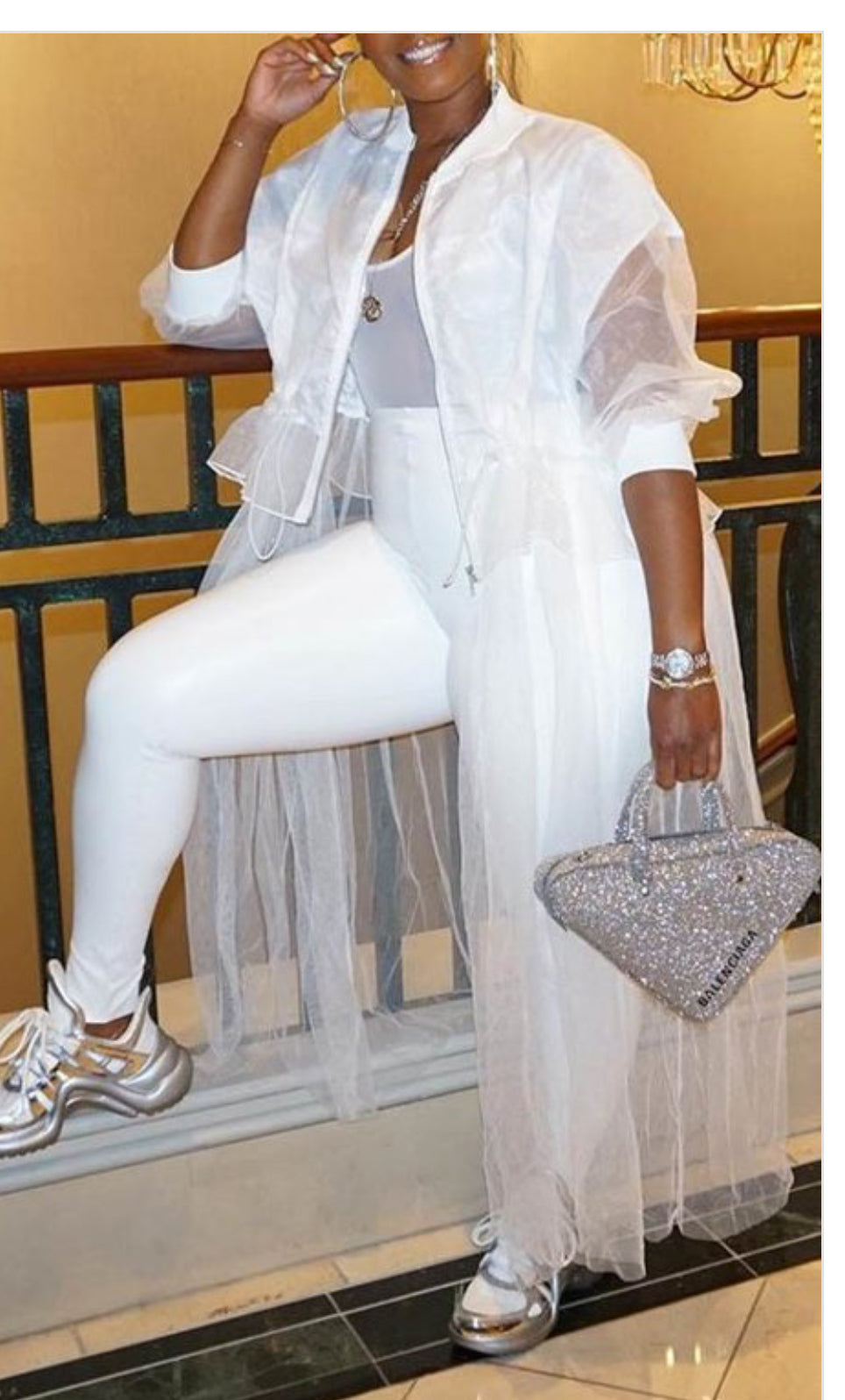 Diva Mesh White Overcoat