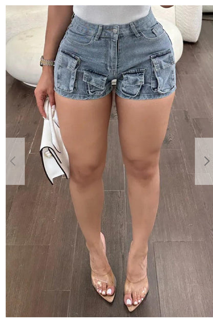 Cargo Denim Shorts.